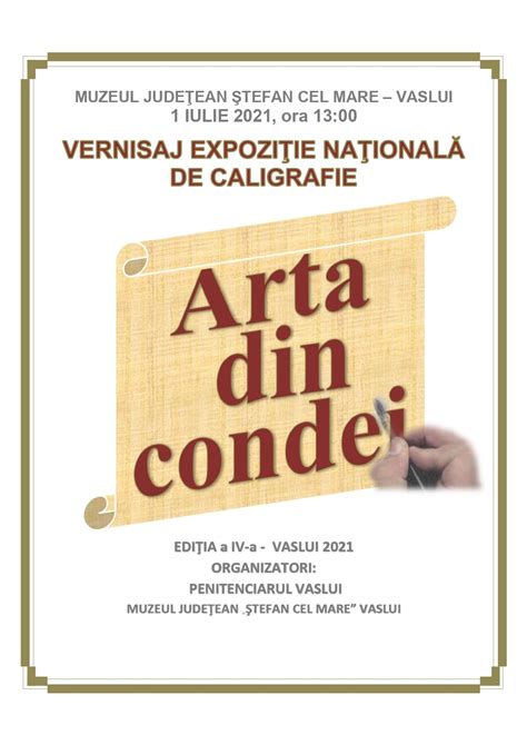 Vaslui Expozi Ia Na Ional De Caligrafie Pentru De Inu I Art Din