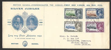 British Guiana 1935 GV Silver Jubilee Large First Day Illustrated Cover