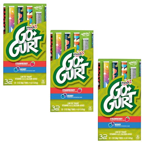 Yoplait Go-Gurt Kids Yogurt, Variety Pack - Low Fat - Strawberry and ...