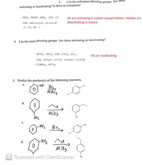 Solved List The Ortho Para Directing Groups Are These Activating