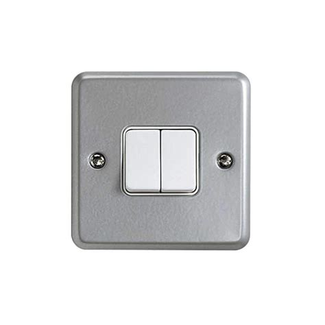 Buy Online Mk Metalclad Plus 2 Gang Single Pole Two Way Switch 10a Silver In Uae