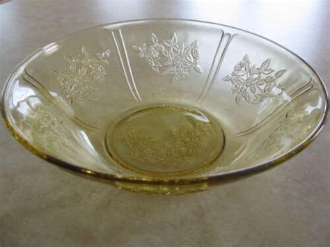 Vintage Federal Glass Co Sharon Cabbage Rose Yellow Depression Glass Bowl Nice Ebay