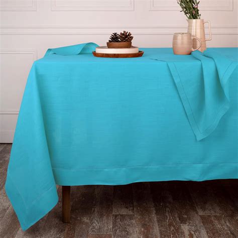 Amazon D Moksha Homes Cyan Blue Tablecloth Linen Tablecloths