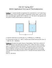 HW14 Docx 2 ChE 317 Spring 2017 HW14 Application First Law Of