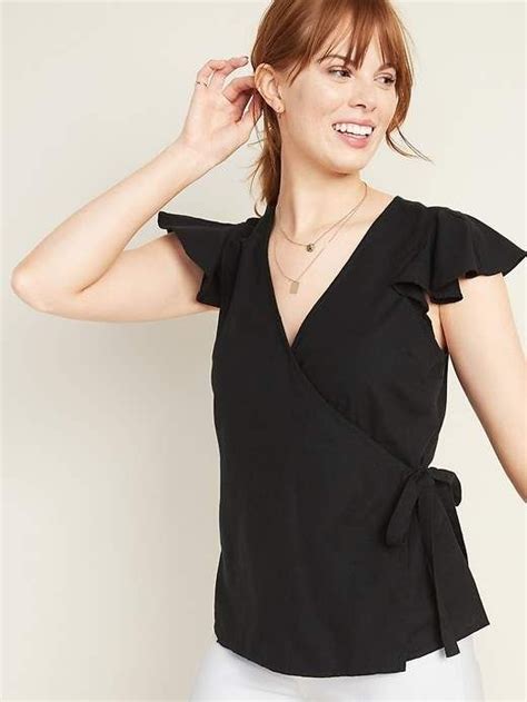 Old Navy Wrap Front Side Tie Top For Women Tie Top Women Womens Trendy Tops