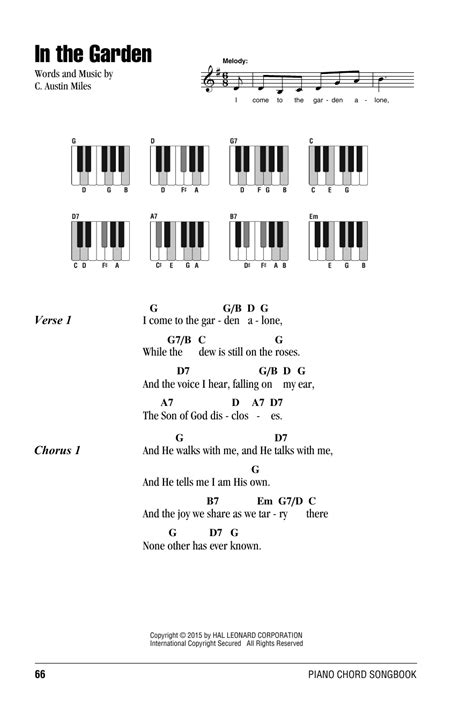 In The Garden By C Austin Miles Sheet Music For Piano Chordslyrics At Sheet Music Direct