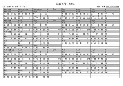 【吉他谱】《与海无关》告五人 飞啦不休