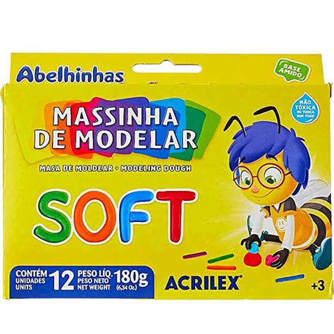 Massinha de Modelar Soft 12 Cores Acrilex Volta às Aulas Escorrega o