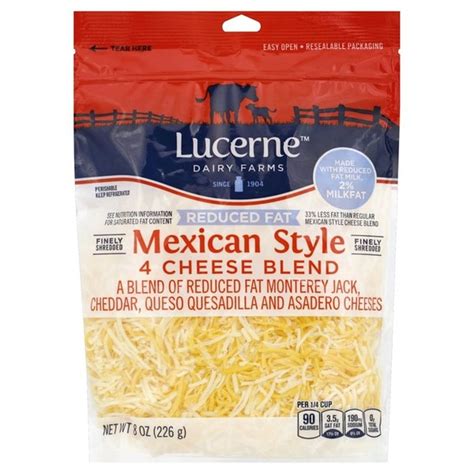 Lucerne Dairy Farms Mexican Style 4 Cheese Blend A Blend Of Reduced Fat