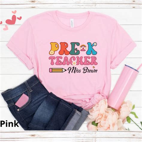 Personalized Pre K Teacher Shirt Preschool Teacher Shirt Back To