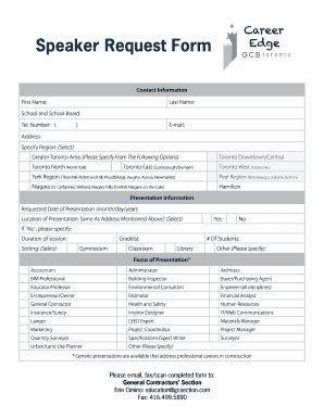 Fillable Online Speaker Request Form General Contractors Section Fax