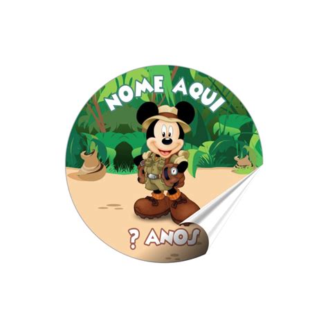 30 Adesivos Mickey Safari Rótulos Personalizados 5x5 cm Elo7