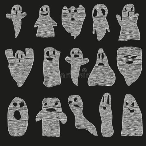 Monochrome Ghost Apparition Spook Horror Set Ghost Shadow Funny Ghost Sheet For Halloween