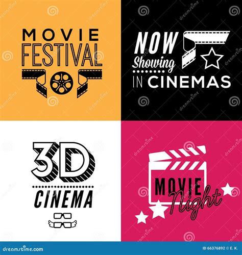 Cinema Compositions with Text Stock Vector - Illustration of logo ...