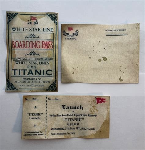 Titanic Boarding Pass Titanic Launch Ticket Titanic - Etsy