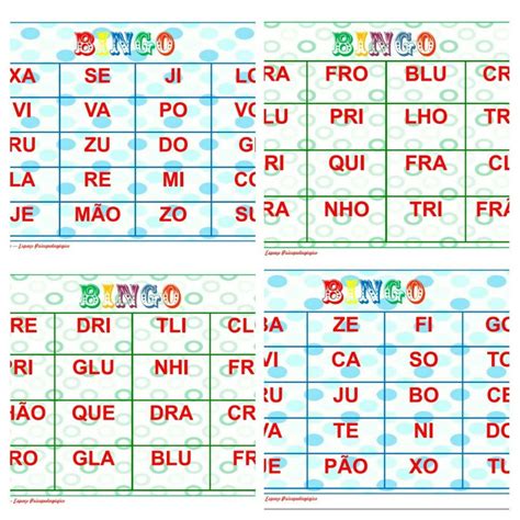 Bingo Das Sílabas Complexas Para Imprimir Braincp