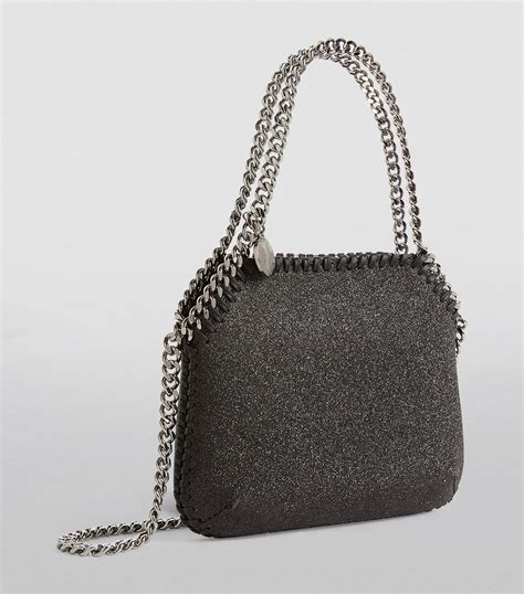 Stella Mccartney Black Mini Glitter Falabella Shoulder Bag Harrods Uk