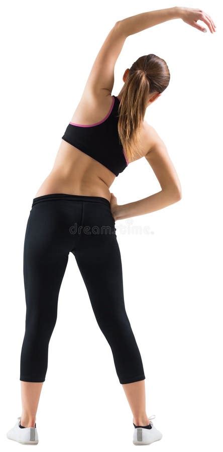 Fit Brunette Stretching Rear View Stock Image Image Of Shape Pretty