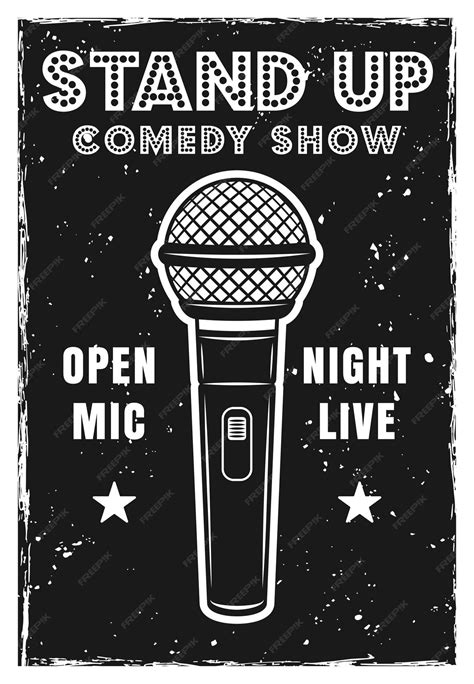 Premium Vector Stand Up Comedy Show Poster In Black And White Style Vector Illustration With