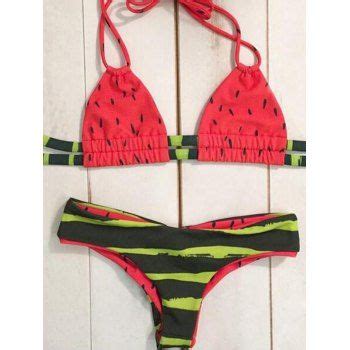 Off Chic String Watermelon Print Bikini For Women In Red Dresslily