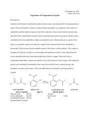 Chem 211 LAB Experiment 19 Preparation Of Aspirin Docx November 10