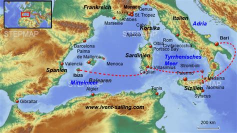 Stepmap M Segelrevier Westliches Mittelmeer Landkarte F R Deutschland