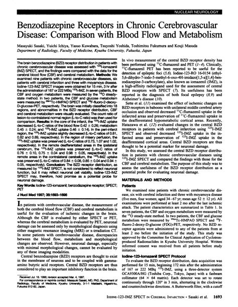 (PDF) Benzodiazepine receptors in chronic cerebrovascular disease ...