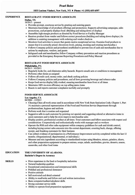 45++ Food service resume sample For Your School Lesson