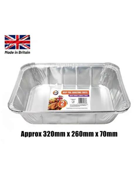 2pc Deep Foil Roasting Trays Approx 320mm X 260mm X 70mm