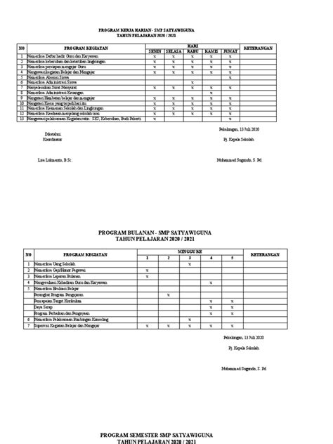 Program Kerja Kasek Pdf