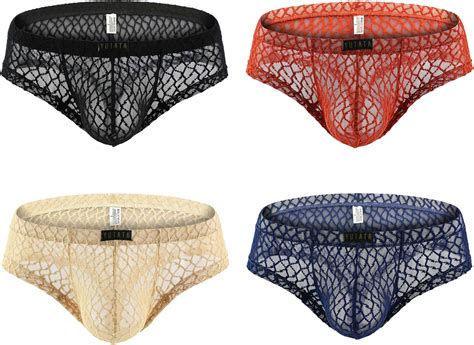 Winday Men Briefs Lace Silk Low Rise Bikini Briefs And Breathable