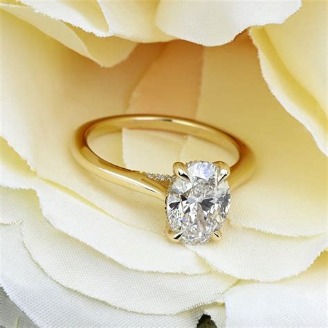 Custom 2 Carat Lab Grown Oval Diamond Hidden Halo Engagement Ring