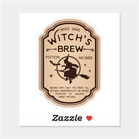 Witchs Brew Potion Vintage Label Sticker Zazzle