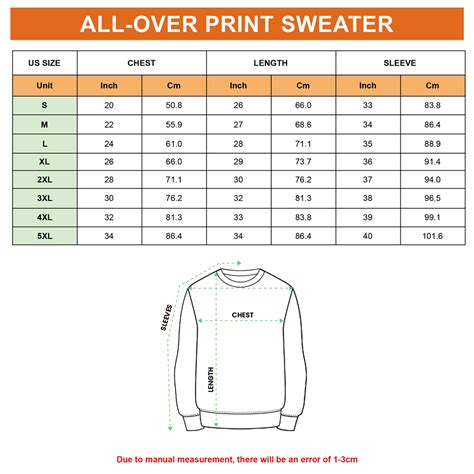 Sweater Size Chart Amzanimalst