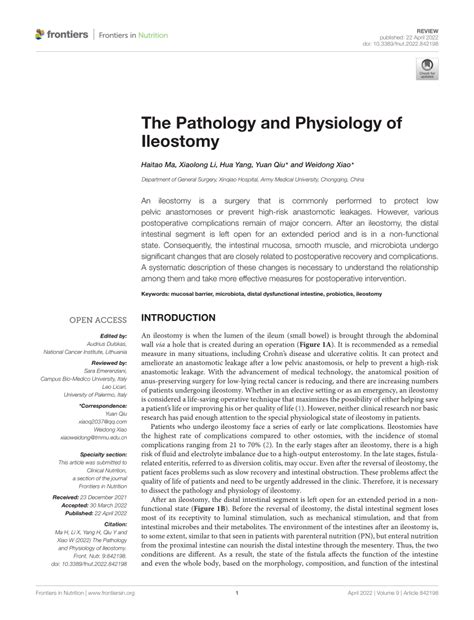 Pdf The Pathology And Physiology Of Ileostomy