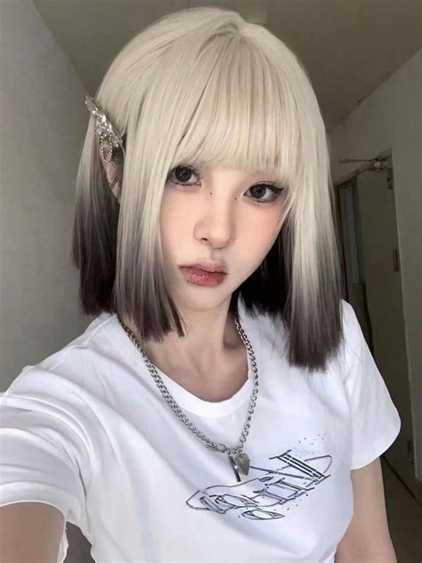 Multicolor Collar Synthetic Fiber Bangs Wig Embellished Wigs Accs