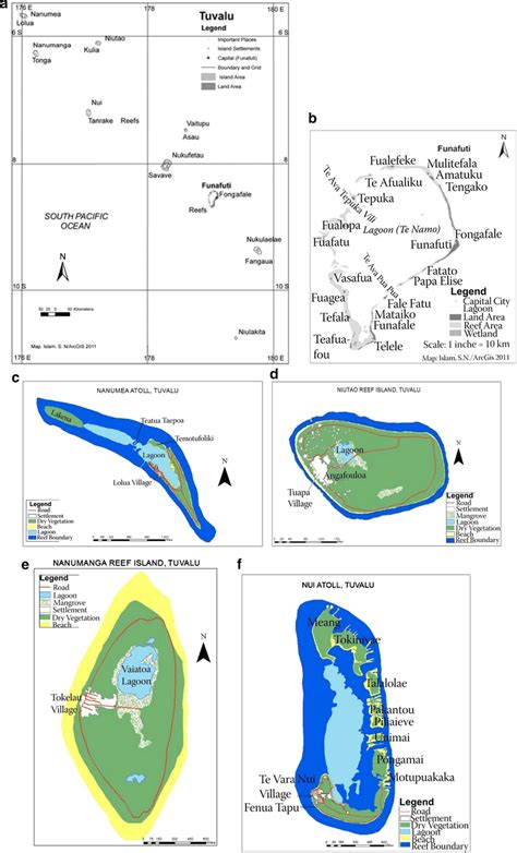 a, left, b right. Island state of Tuvalu and location of islands (a ...