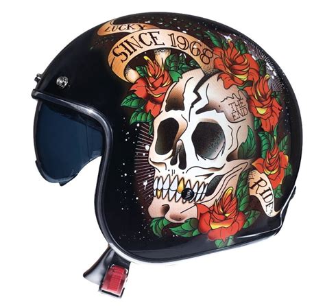 Casca Open Face Mt Le Mans Sv Skull Rose A Piese Moto