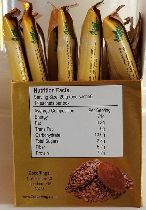 CoCoRinga Moringa Hot Chocolate Superfood Blend 14 Pack No Added Sugar