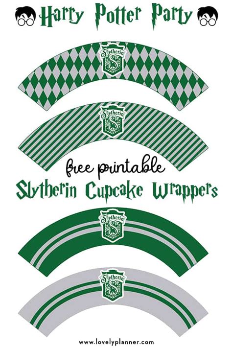 Free Printable Harry Potter Cupcake Wrappers: Slytherin - Lovely Planner