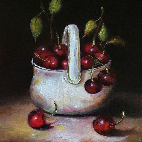 Cherries In Porcelain Oil Painting Original Nina R Aide Fine Etsy