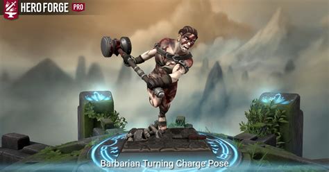 Barbarian Turning Charge Pose Made With Hero Forge