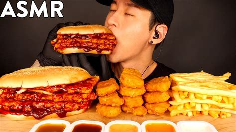 Asmr Triple Mcrib And Chicken Nuggets Mukbang No Talking Eating Sounds