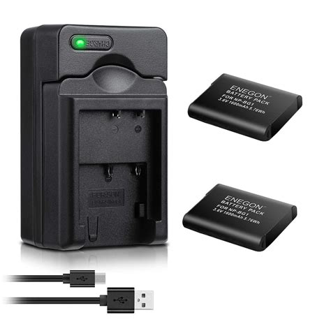 Batería ENEGON Paquete de 2 y Cargador USB rápido para Sony NP BG1