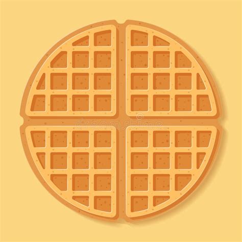 Square Waffle Soft Belgian Waffles Realistic Style Dessert Template