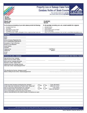 Fillable Online Property Loss Or Damage Claim Form Fax Email Print