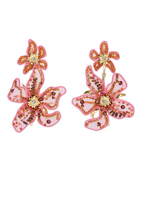 Mignonne Gavigan Silk Estefania Lux Floral Drop Earrings In Magenta