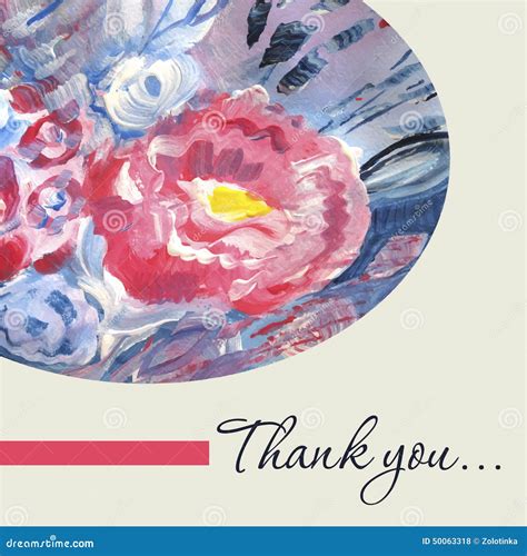 Watercolor Vector Thank You Card Template Stock Vector Illustration