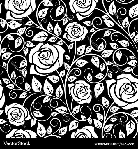 Black and white roses seamless pattern Royalty Free Vector