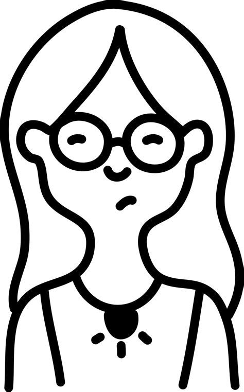 Girl With Long Hair And Glasses Illustration Vector On A White